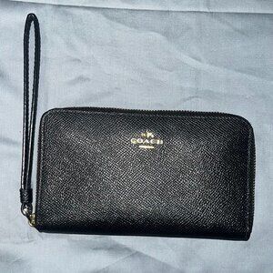 NWOT Vintage '99 Coach Accordion Zip Around Medium Wallet - Black Pebble Leather